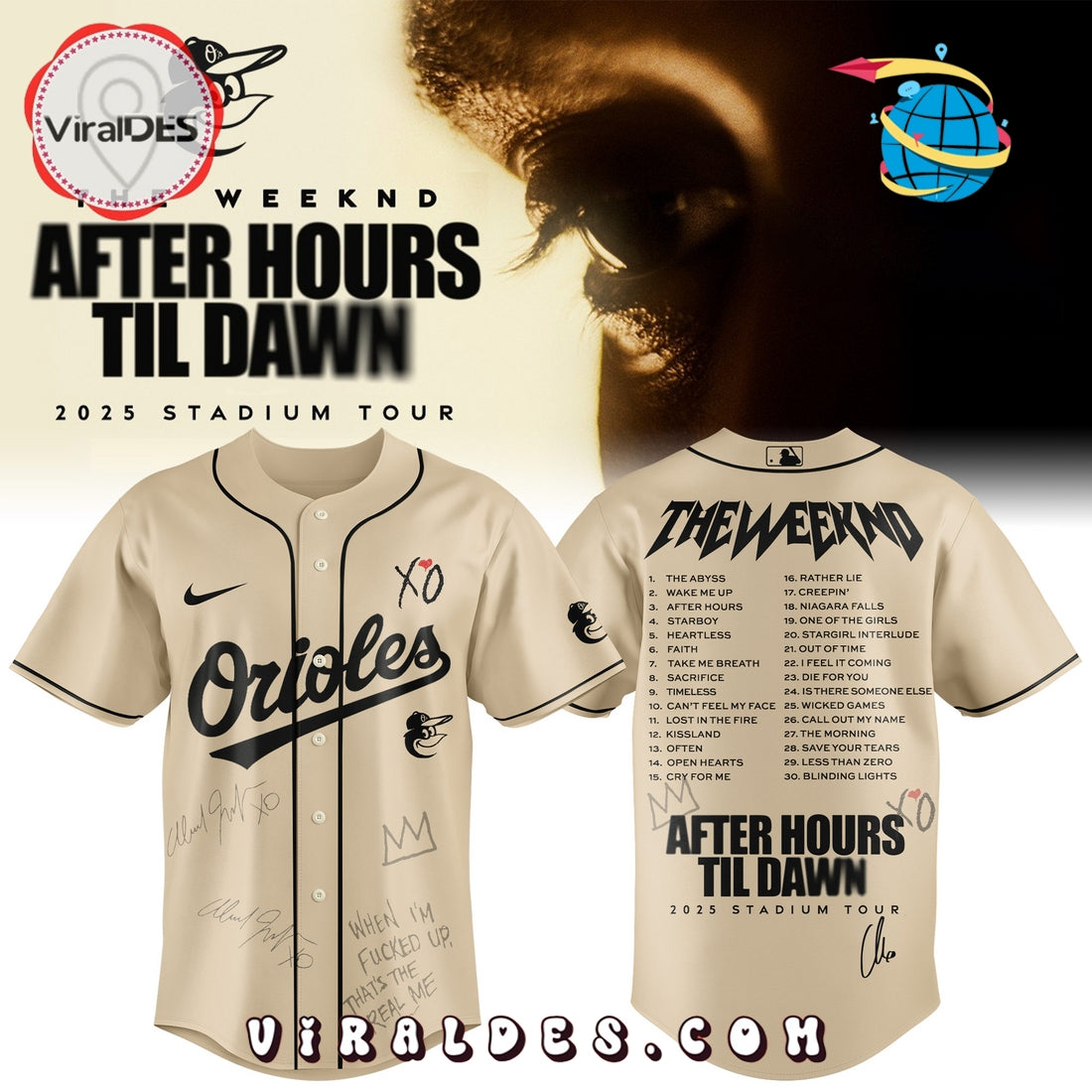 Baltimore Orioles x The Weeknd After Hours Til Dawn Baseball Jersey