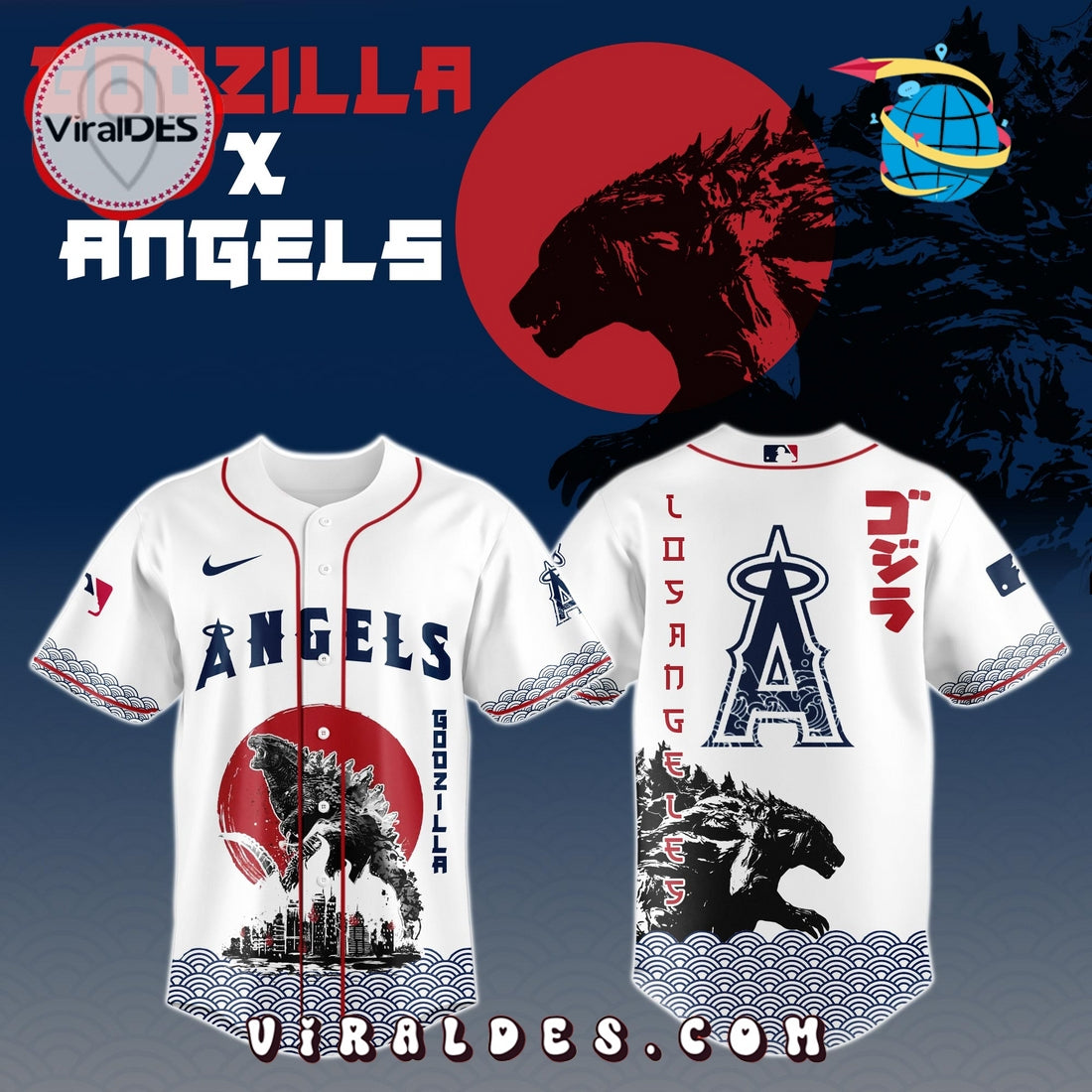 Los Angeles Angels MLB x Godzilla Baseball Jersey