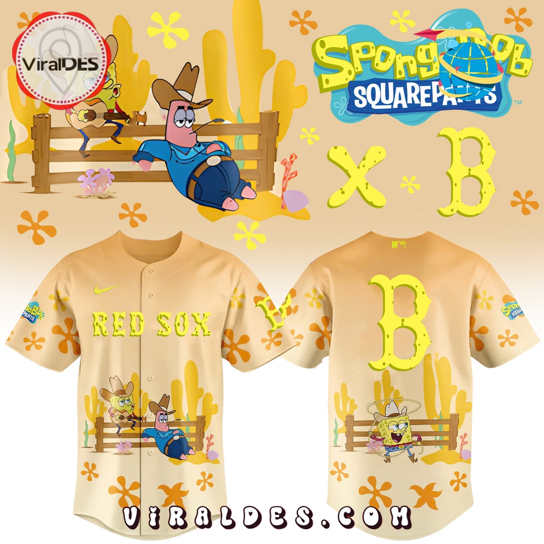 Spongebob Squarepants MLB Boston Red Sox Baseball Jersey